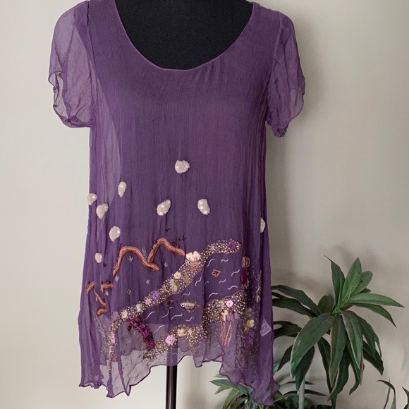HAND EMBROIDERED silk blouse - Picture 1 of 4